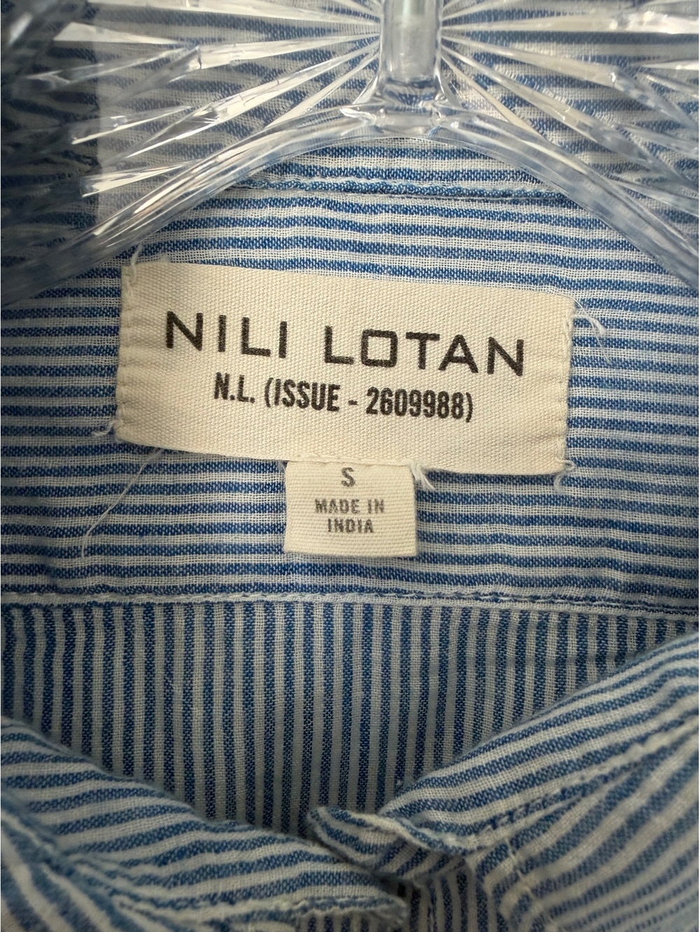 Nili Lotan Blue/White Striped Long Sleeve Button Up 100% Cotton Shirt Size S - Picture 6 of 8